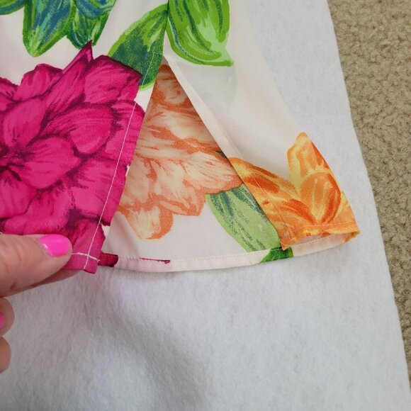 Charter Club Top Floral Size 0X Soft Flowy Sheer Bell Sleeves Side Slits - Picture 9 of 10